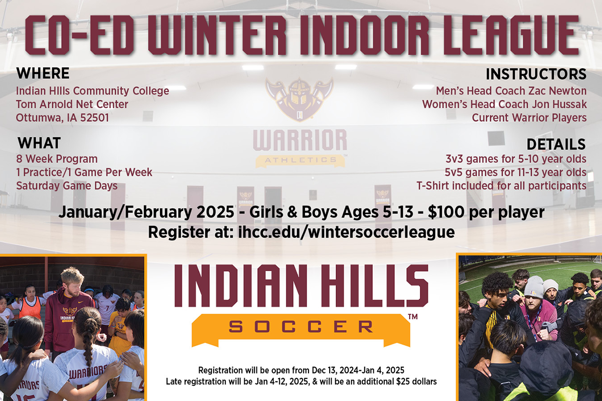INDIAN HILLS TO HOST INDOOR SOCCER LEAGUE